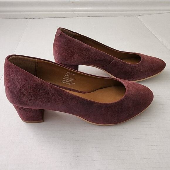 ENJOIYA Eleganza Maroon Block Heel Pointed Toe Pumps Heels Career Office Shoes - Picture 8 of 10